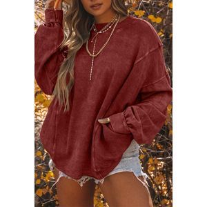 Azura Exchange  Red Exposed Seam Twist Open Back Oversized Sweatshirt